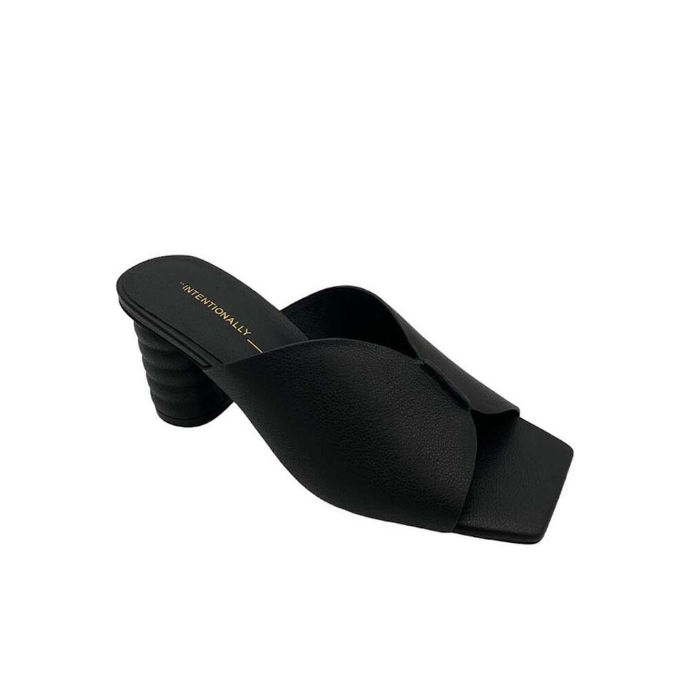 INTENTIONALLY BLANK Leather Heeled Mules Kamika Black - Medium